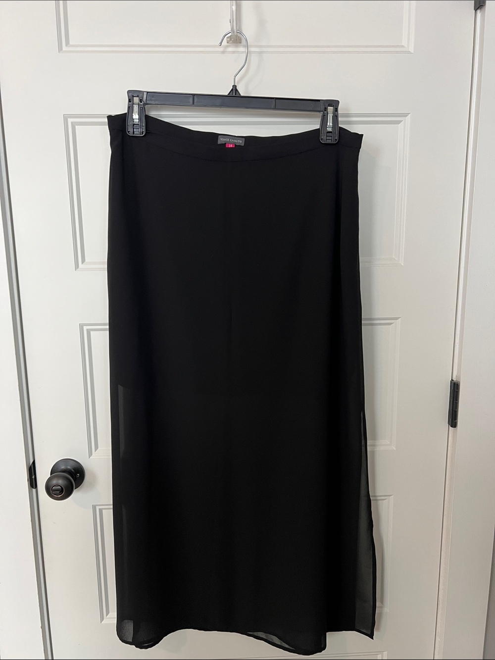 Vince Camuto Black Maxi Skirt with Sheer Overlay